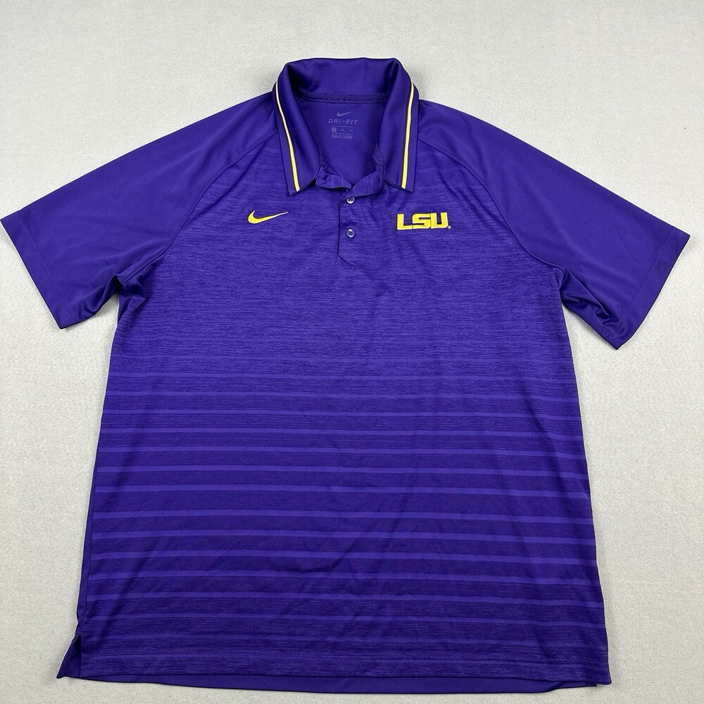 LSU Tigers Shirt Men Extra Large Purple Nike Dri Fit Pullover Polo Basketball XL